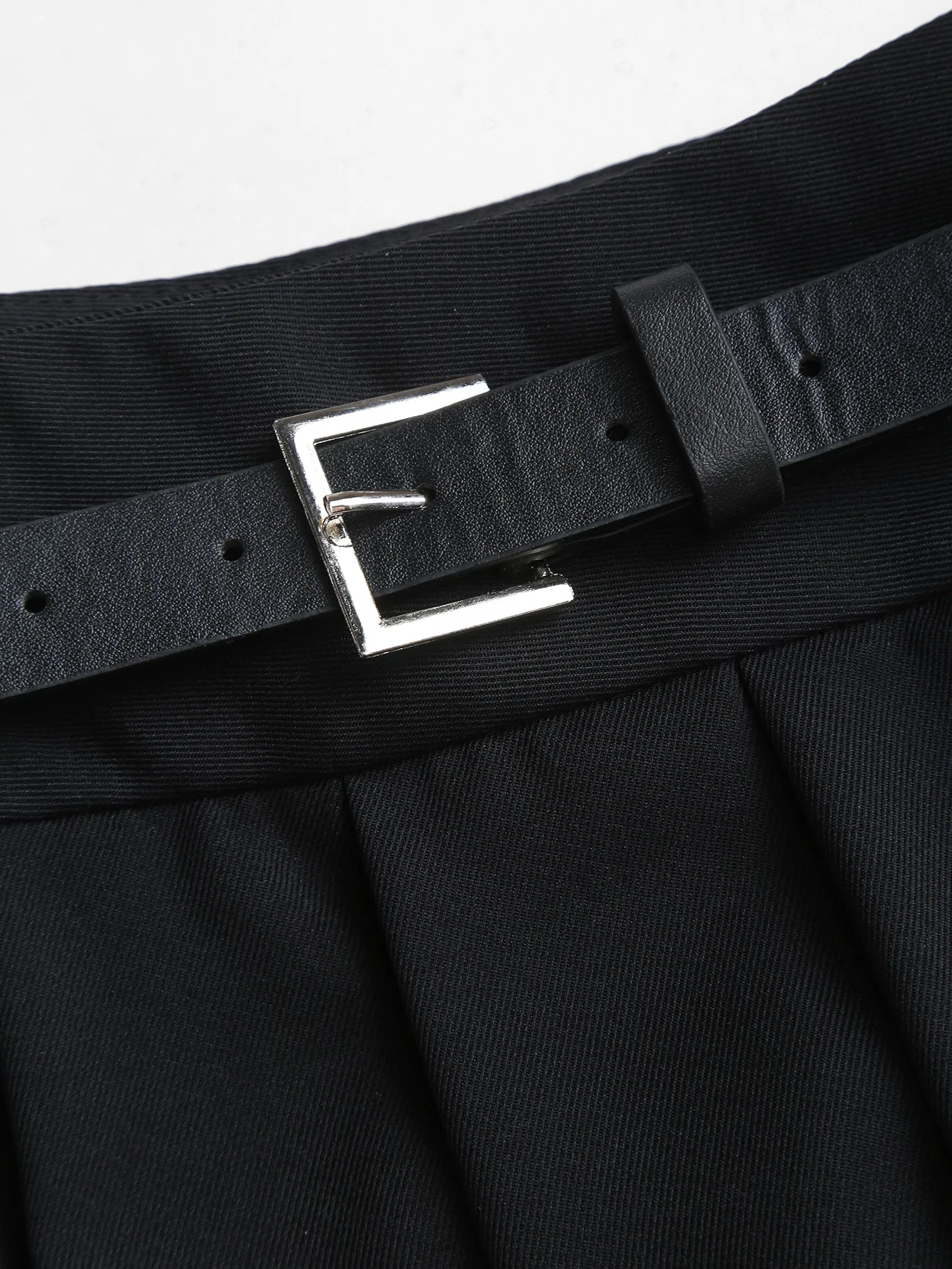 Black high waisted pleated midi skirt(with belt),Black cinched waist long pleated skirt