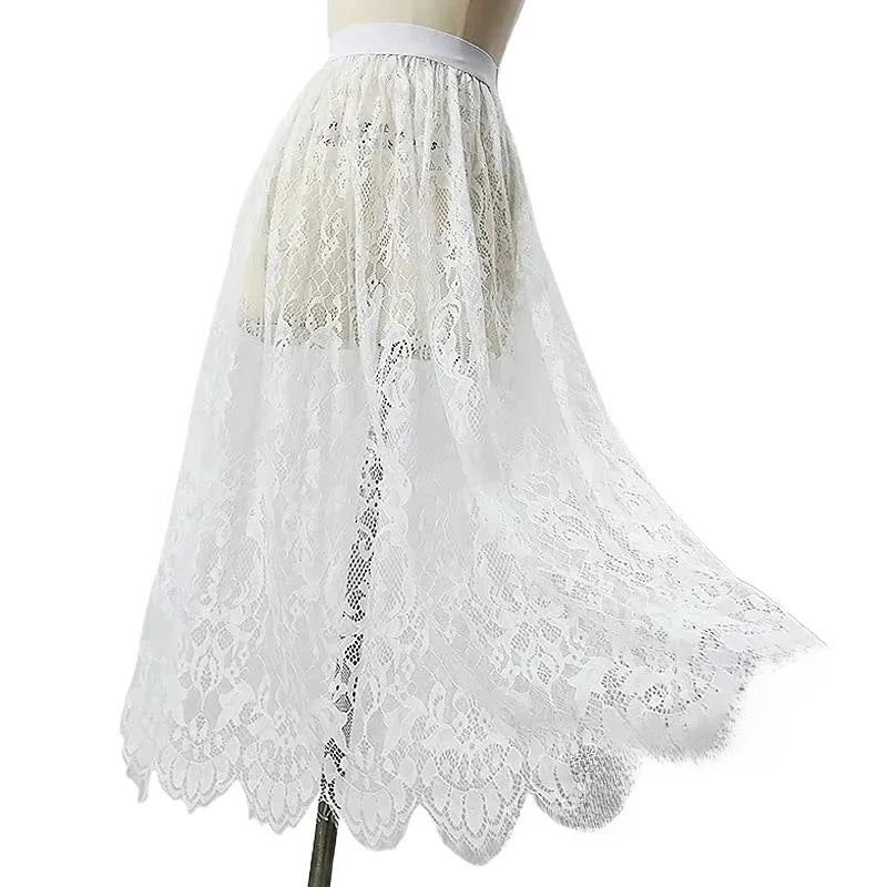 Underskirt Mini Skirt False Skirt Tail Blouse Hem Shirt Extender Women Short Petticoat  Korean Fashion Black White Lace Skirt