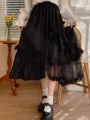 Qiukichonson Mid Long Skirt Women 2023 Patchwork Mesh Lolita Spring Summer High Waisted Ruffles Asymmetrical Maxi Skirt rok