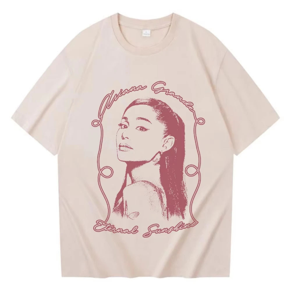Ariana Grande Eternal Sunshine Printed T-shirt Men and Women Casual Fashionable Street Fashion Breathable Y2K Short Sleeved Tees