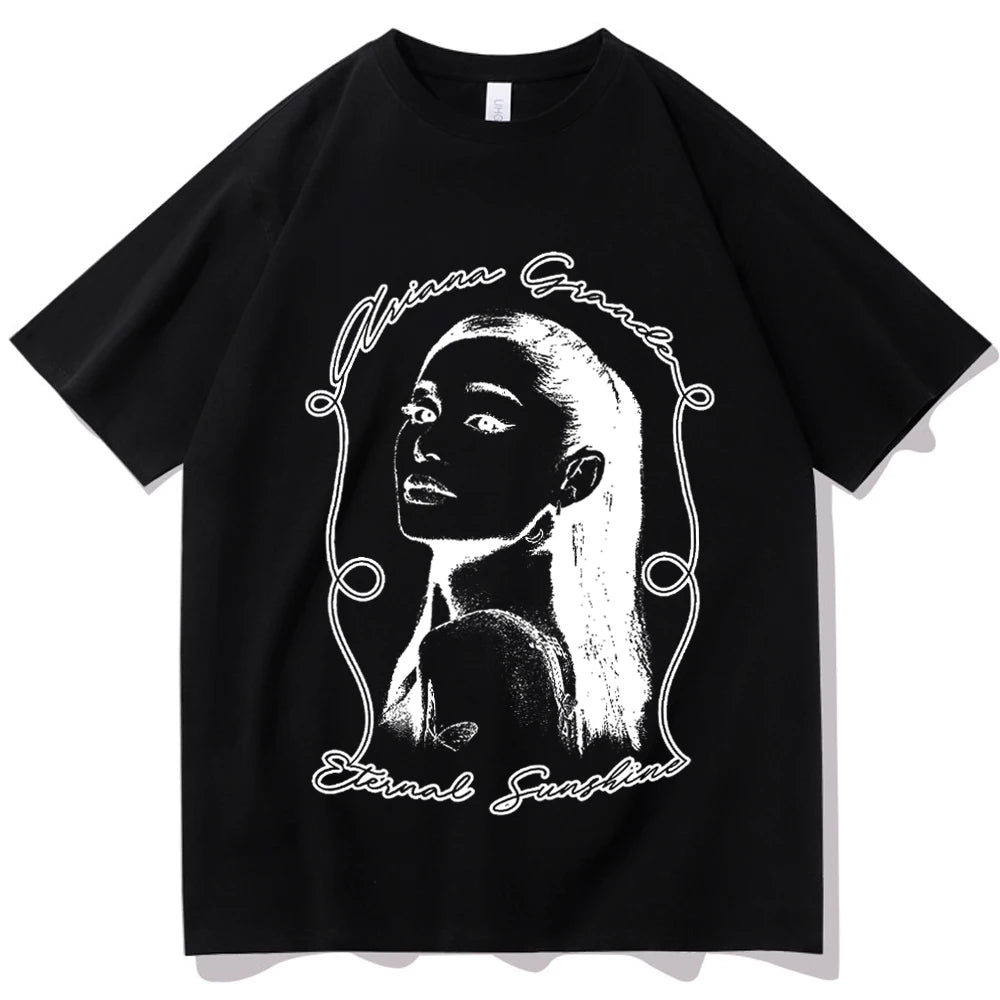 Ariana Grande Eternal Sunshine Printed T-shirt Men and Women Casual Fashionable Street Fashion Breathable Y2K Short Sleeved Tees