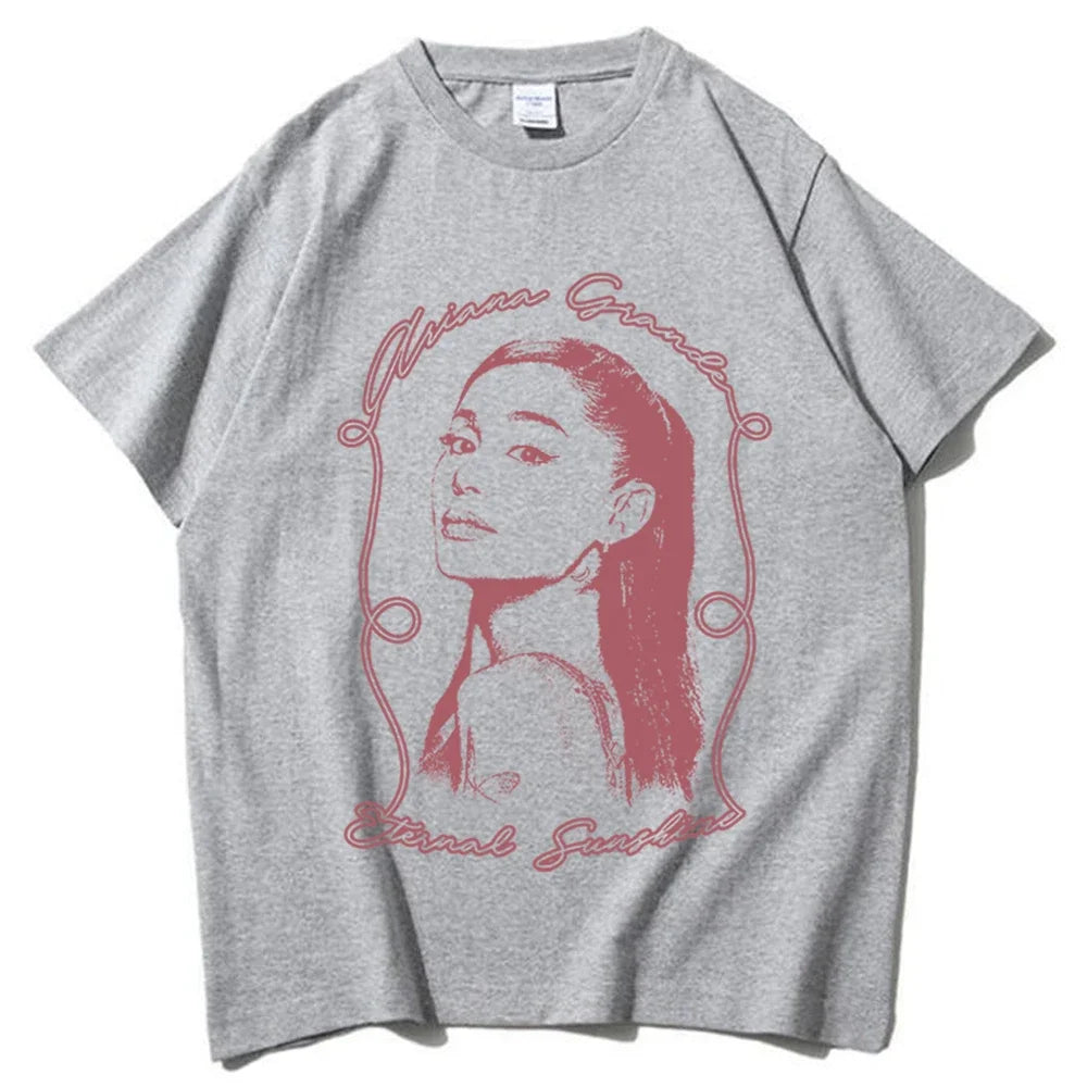 Ariana Grande Eternal Sunshine Printed T-shirt Men and Women Casual Fashionable Street Fashion Breathable Y2K Short Sleeved Tees